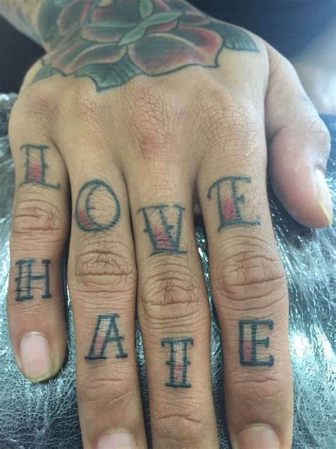 love hate finger tattoo